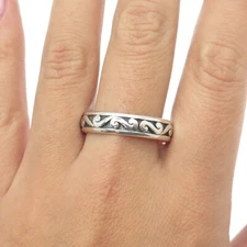 BOMA 925 Sterling Silver Vintage Ornate Band Ring Size 12