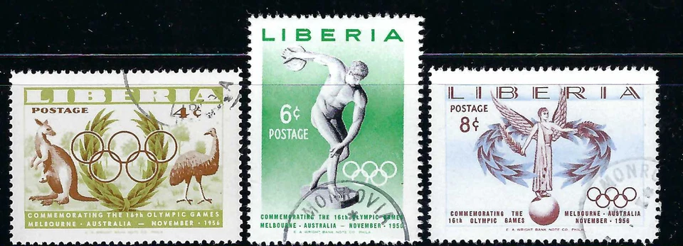 Liberia 1956 6v. CTO NH • Juegos Olímpicos Melbourne '56 • Deportes Foto 2 de 3