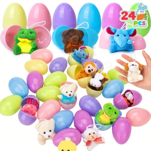 Syncfun 24 Pack Prefilled Easter Eggs Of Mini Stuffed Animal Plush Toys