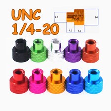 UNC 1/4-20 Aluminium Knurled Thumb Nuts Hand Grip Knob Nut Through Hole Coloured