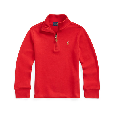 POLO Ralph Lauren Little Boys' Quarter-Zip Cotton Pullover, Red