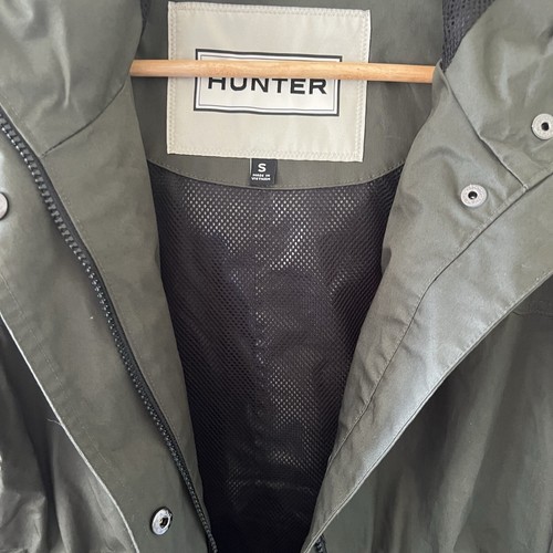 Hunter Womens Army Olive Green Water Wind Resistant Smock Rain Jacket Small New - Picture 13 of 17