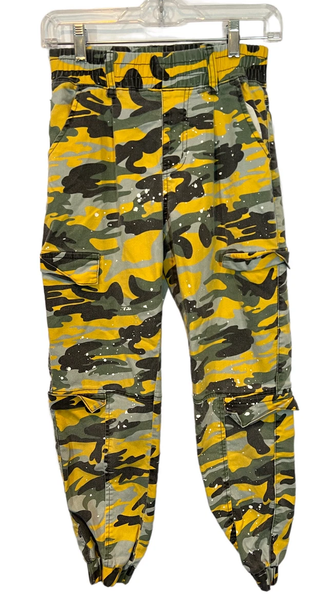 Yellow camo shop trousers womens