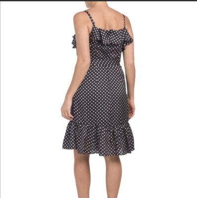 Betsy Johnson Size 8 Polka Dot Navy Blue Blush Ruffle Dress Length 41  Polyester | eBay
