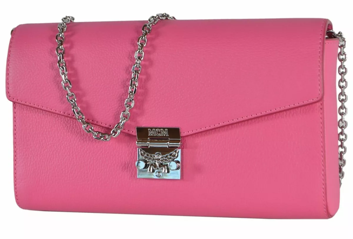 New MCM $675 Sugar Pink Leather Medium MILLIE Crossbody Purse Bag