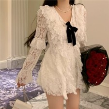 Vintage Fairy Victorian Dress  Sweet Elegant Princess Lace PartyDress SpringSexy