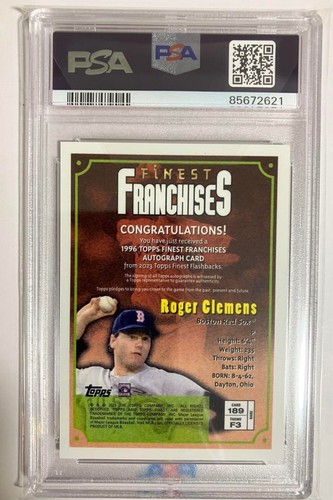 2023 Topps Flashbacks Roger Clemens Boston Red Sox Auto /100 Graded #189 - Picture 8 of 24
