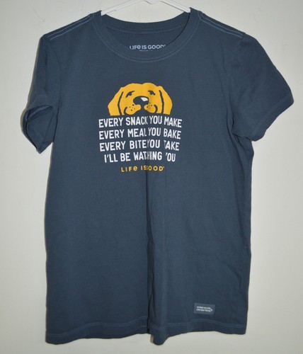 Life Is Good Crusher-Lite Womens T-Shirt Small Dog Lab Navy
