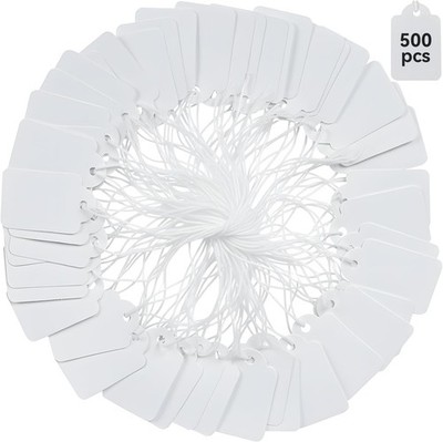 Price Tags W/ String Attached 500pcs White Smooth Surface Marking Merchandise