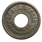 Geo.C.Jensen, 357 Main St. Watsonville, CA/GF 5¢ in Trade -Old Vintage CoinToken — photo 1