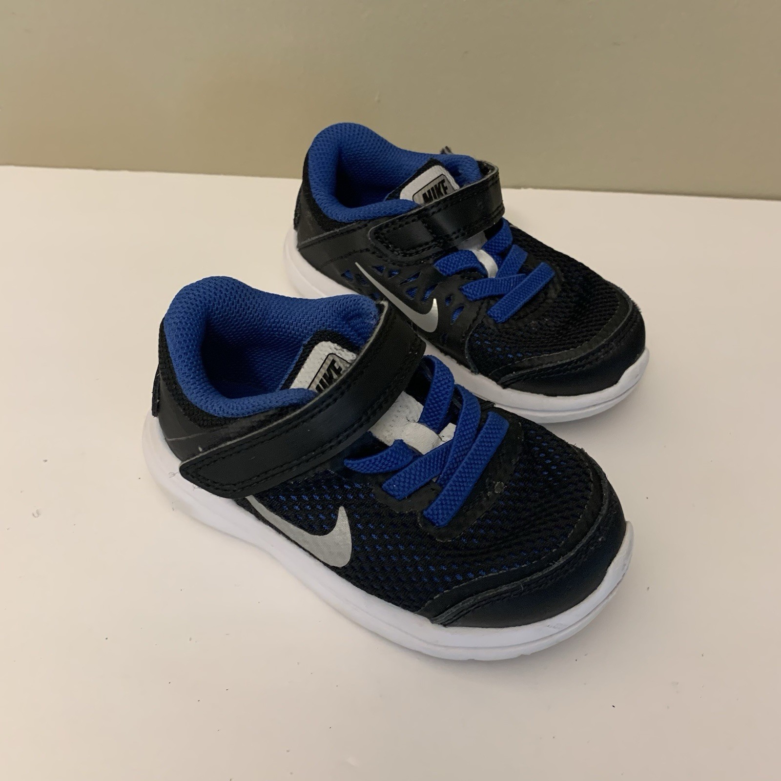 PONY Nike Flex 2016 Hook Loop Crib scarpa sneaker per bambini 834280 005 blu nero