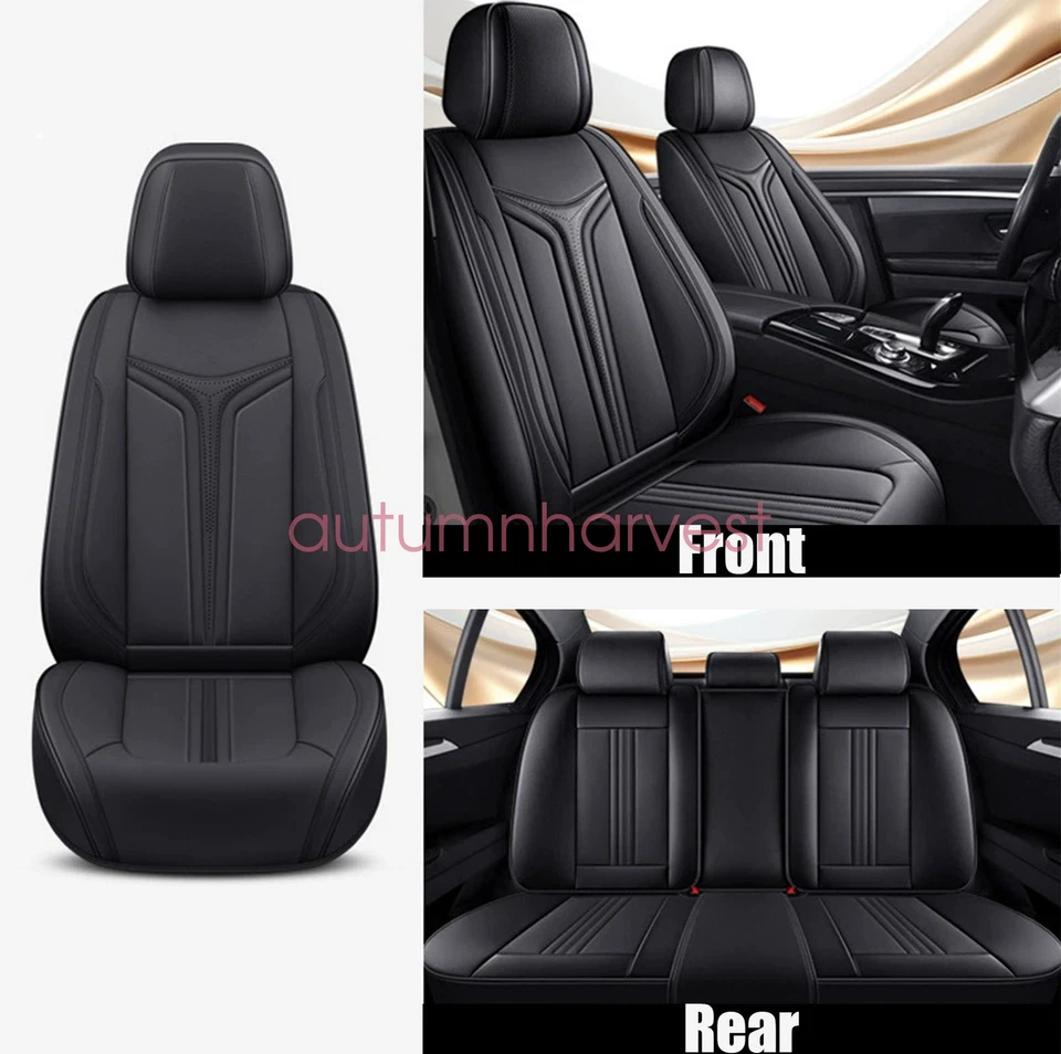 PU Leather Full Set Car Seat Cover 5 Seat Front Rear Cushion For VOLVO VNL VNM Foto 3 de 4