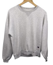 Vintage 90s Russell Athletic High Cotton Heather Grey Striped Sweatshirt Sz L