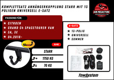 Anhängerkupplung Komplettsatz starr +ES 13 für Citroen Grand C4 Spacetourer 18-