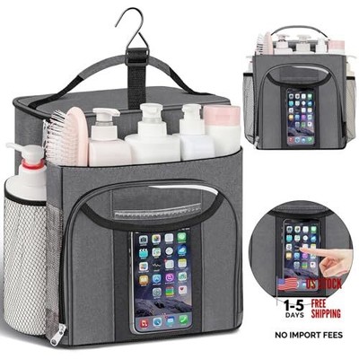 Shower Caddy Portable, Hanging Shower Bag for Dorm Room College, Large Gray