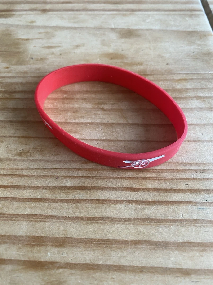ARSENAL FC LEATHER - COLOUR RING CREST STAINLESS STEEL BRACELET AFC GIFT BOX