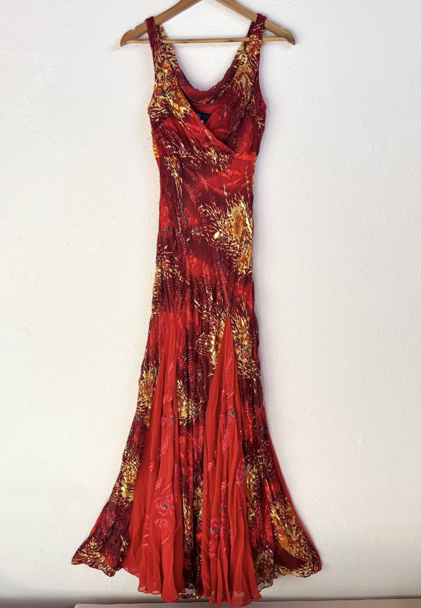 NWT Vintage 90's 00's Sue Wong Beaded Embroidered Floral Red