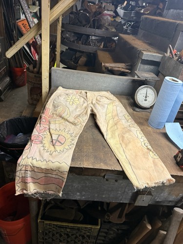 Hippie Peace Love Folk Art Wrangler Sanforized Jeans Pants Clothing Workwear USA - Picture 7 of 17