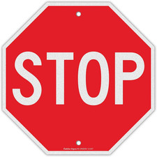 Stop Sign, Street Slow Warning Reflective Signs, 12 X 12 Inches Octagon