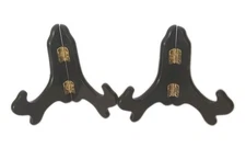2pcs 4" Easel Plate Holder Wooden Folding Display Stand Dark Brown 