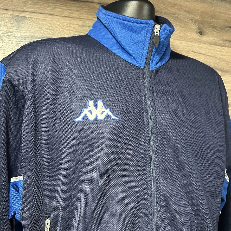 Chaqueta De Colección Kappa Fútbol Cremallera Completa Logo Bordado 2 Tonos Azul Color Hombres L Foto 4 de 4