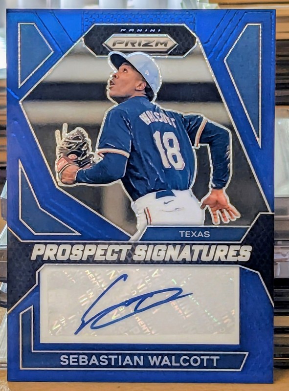 2024 Panini Blue Prizm Prospect Auto #PS-SW Sebastian Walcott 25/49 Rangers 🔥