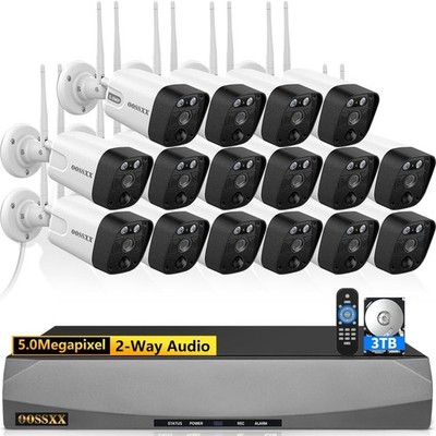 OOSSXX 5.5MP 16-Camera Wireless Security Camera System NVR With 3TB Hard Drive