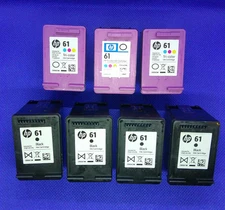 LOT Of 7 Empty HP 61  HP Ink Cartridges Black Color Only Used Once Genuine