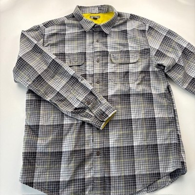Eddie Bauer Mens Plaid Flannel Long Sleeve Button Up Shirt XL Yellow Accents