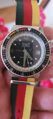 Vintage Taucheruhr Sicura by Breitling Automatic BFG 158 Compressor GMT 70s