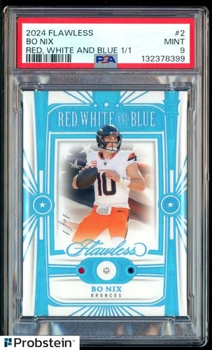 2024 Panini Flawless Red White Blue #2 Bo Nix Broncos 1/1 PSA 9 " ONE OF ONE "