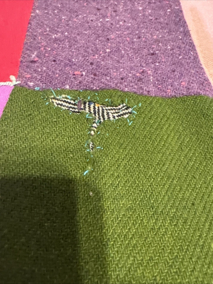 Vintage Patchwork Quilt Square Blocks Polyester 72x48 Soft Thin American Legion - Image 3 of 4