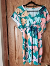 CUPSHE Tropical Leaf Print  Mini Dress- Cover Up - Large *NWT*