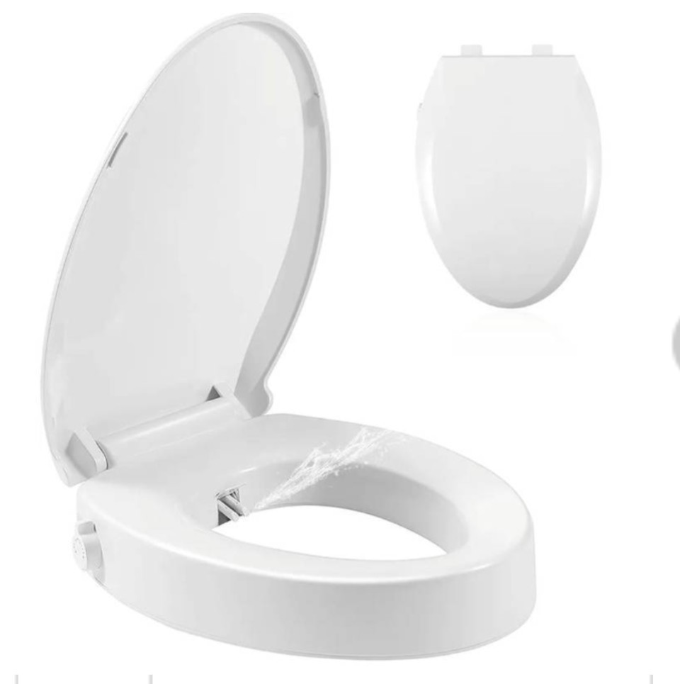 Raised 2.91in, Toilet Seat With Bidet Riser Elongated 18.5 I