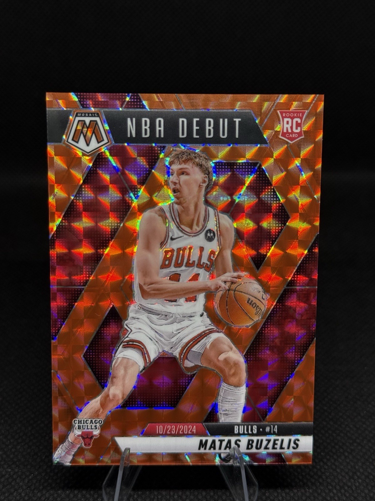 Panini Mosaic 2024-25 Matas Buzelis Bulls Rookie Orange Mosaic Prizm /249 #257
