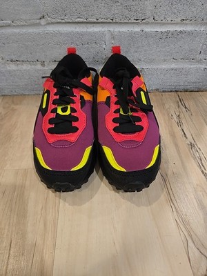PUMA Rider FV US W Size 6 Sneakers Black Fuchia and Yellow with Silver Accents