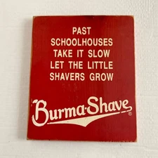 Vintage Burma Shave Wooden Reproduction Advertising Sign Shaving Roadside Red
