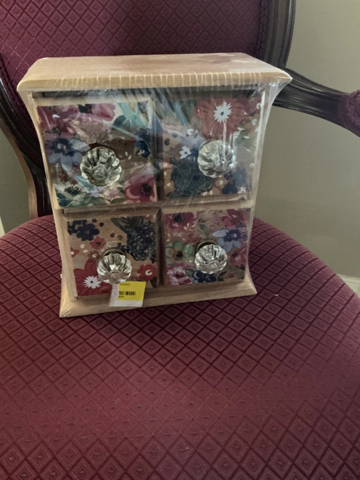 Pioneer Woman 4 Drawer Wood Floral Spice Tea Coffee Box Storage Flower New
