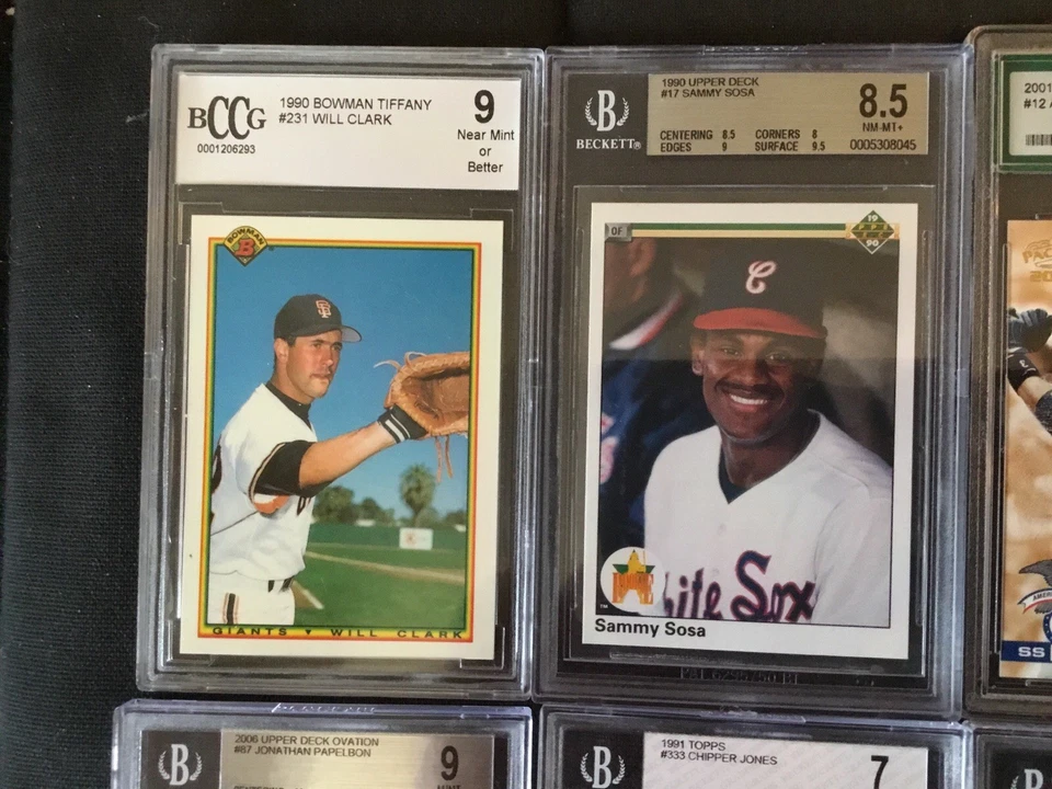 One Lot Of (12) Graded Cards Including Will Clark Sammy Sosa Greg Maddux Chipper - Image 2 of 4