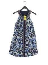 Mango Women's Top XS Blue 100% Cotton Sleeveless Round Neck Tunic