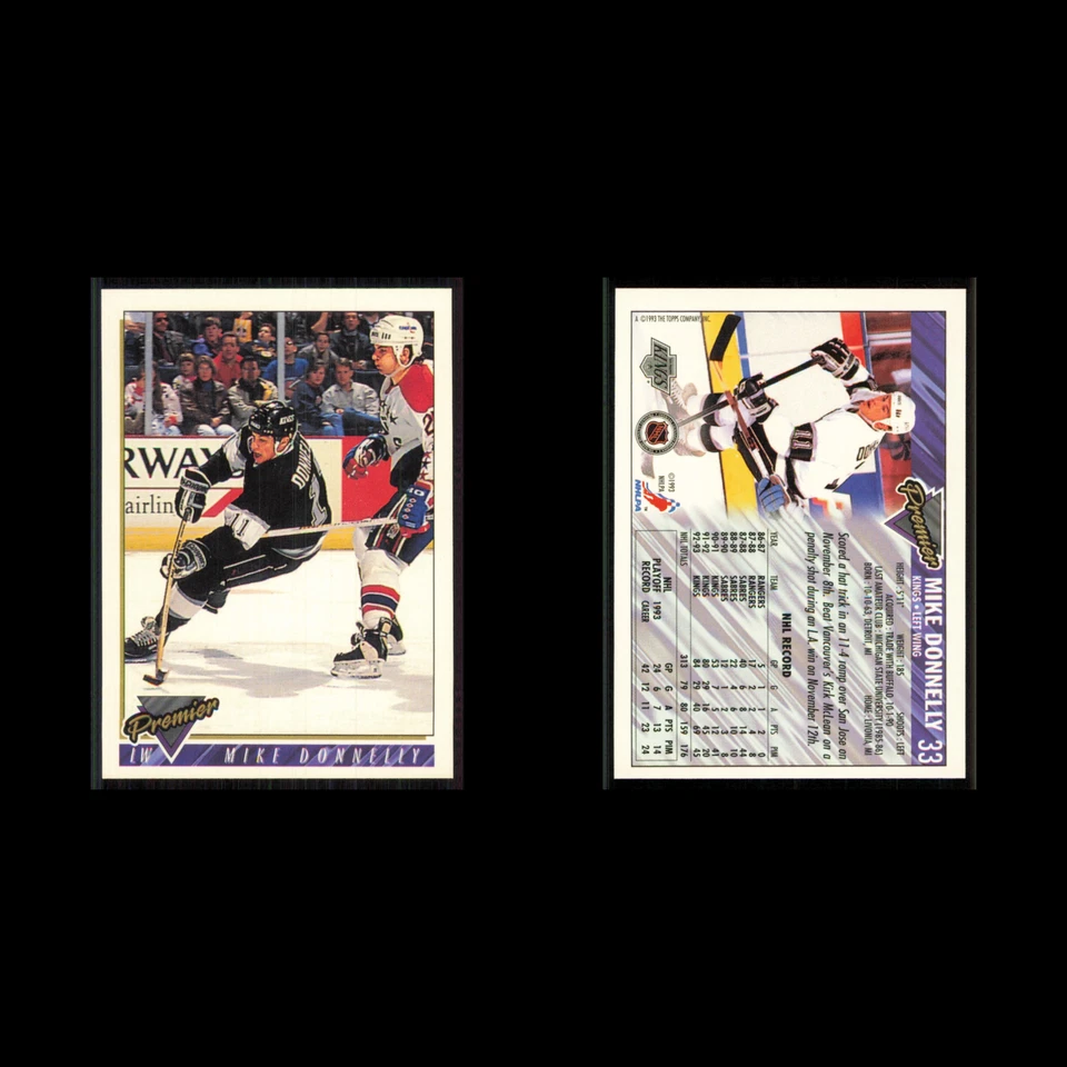 Mike Donnelly #33 1993 Topps Premier Los Angeles Kings Hockey Card NHL NM - Image 3 of 3