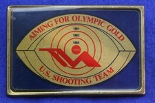 1984 Los Angeles Olympics Belt Buckle Aiming For Olympic Gold US Shooting Team.