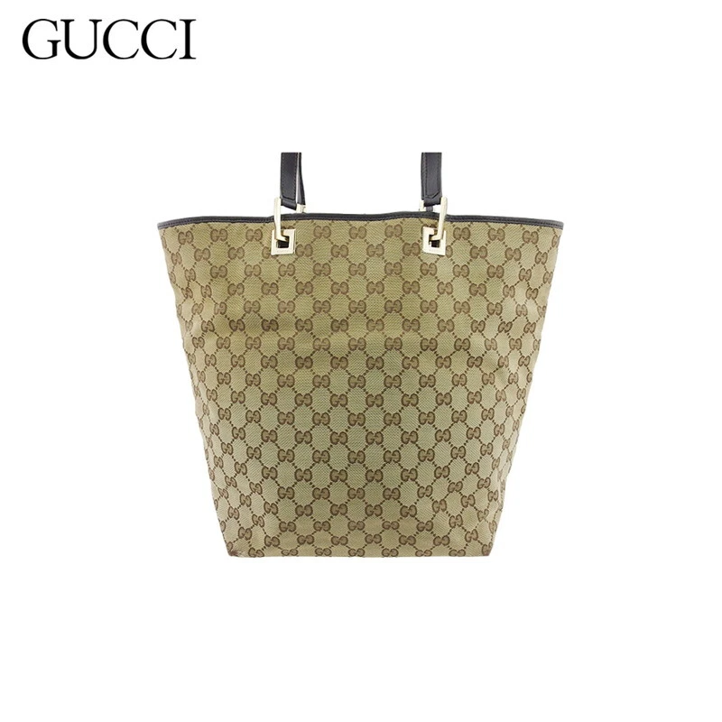 Sac fourre tout GUCCI GG toile beige toile x cuir authentique occasion T22602
