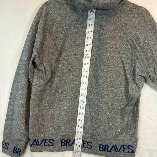 Atlanta Braves Tailgate Womens S Gray Hooded Pullover Logo Sweatshirt Pockets - Picture 9 of 15