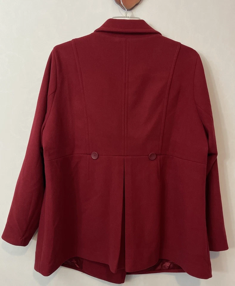 Chaquetón Torrid para mujer 3x lana doble botonadura forrado borgoña nuevo con etiquetas A4091 Foto 2 de 4