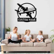 Custom Name Metal Sign, Personalized Family Name airplane Metal Sign