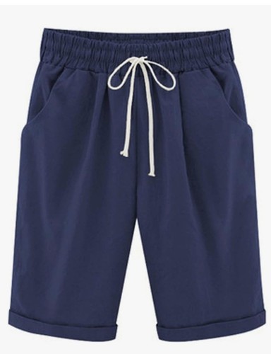 Damenshorts Größe L knielang blau mit Kordelzug