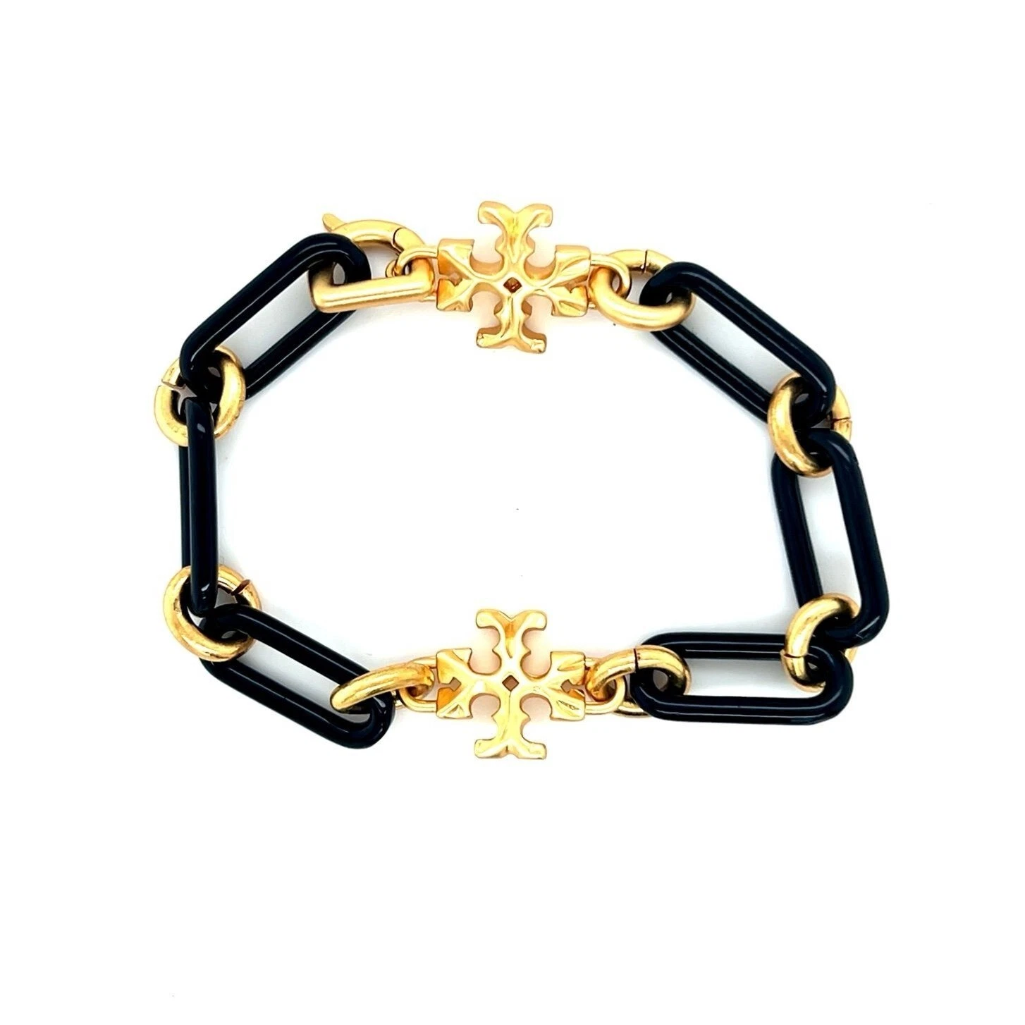 Bracciale a maglie Tory Burch nero e oro