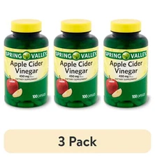 (3 pack)Spring Valley Apple Cider Vinegar Capsules, 450mg,100Count Free of yeast