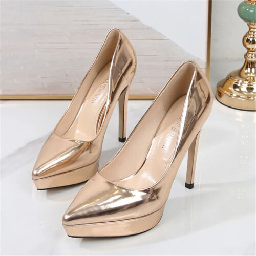 12cm High Heels 2.5cm Platform Fetish Wedding Bridal Bling Heels Nightclub Shoes - Picture 2 of 25